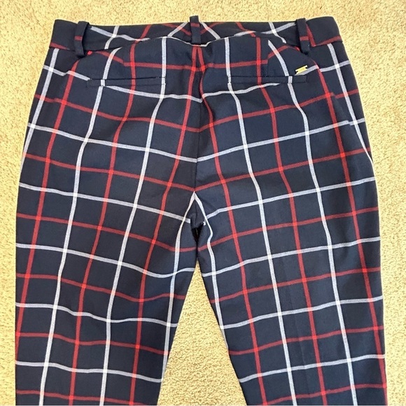 TOMMY Hilfiger Navy blue red white plaid check windowpane print ankle pants Sz 4 - Picture 4 of 11